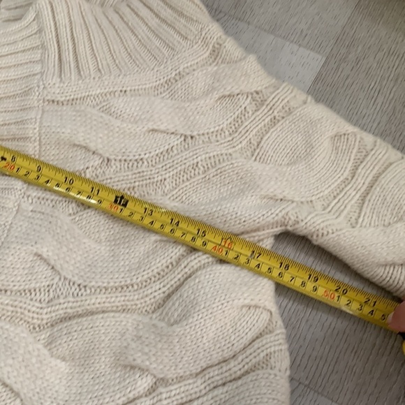Loft Cardigan Wide Cable Knit Wool Blend Open Front Ivory Size XS/S chunky - Picture 7 of 10